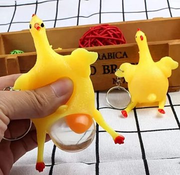 Chicken Laying Egg keychain